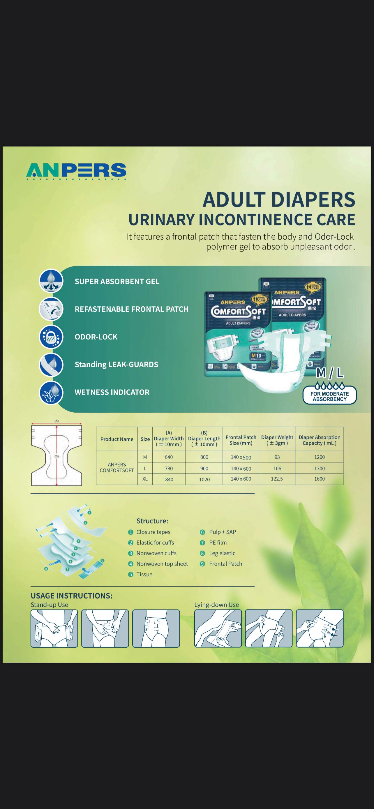 Anpers ComfortSoft Adult Diapers