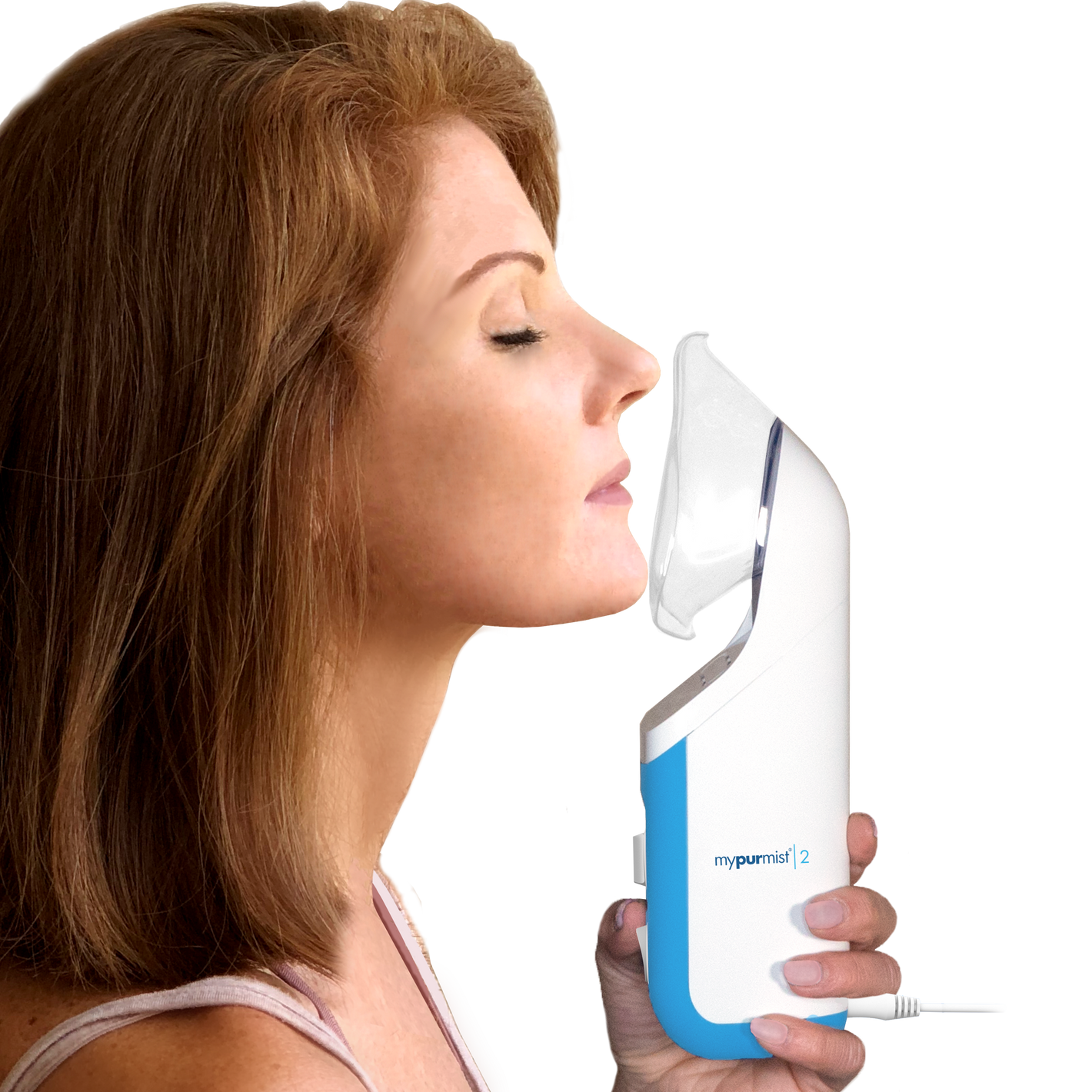 Women using Mypurmist 2 corded steam inhaler
